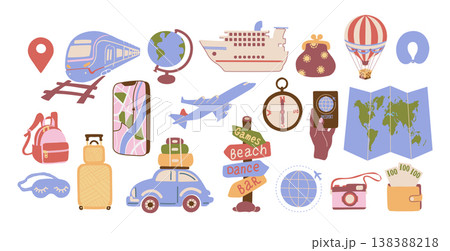 Travel Essentials Set. Transportation Navigation Luggage 138388218