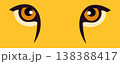 Fierce big cat eyes with bright orange irises on a vibrant yellow background, abstract vector illustration 138388417