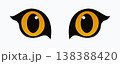 Fierce big cat eyes with bright orange irises on a vibrant yellow background, abstract vector illustration 138388420