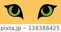 Fierce big cat eyes with bright orange irises on a vibrant yellow background, abstract vector illustration 138388425