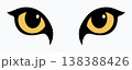 Fierce big cat eyes with bright orange irises on a vibrant yellow background, abstract vector illustration 138388426