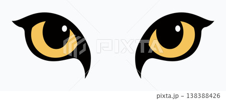 Fierce big cat eyes with bright orange irises on a vibrant yellow background, abstract vector illustration Fierce big cat eyes with bright orange irises on a vibrant yellow background, abstract vector illustration 138388426