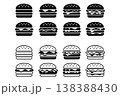 Simple hamburger icon set featuring both outline and solid black versions for digital design. 138388430