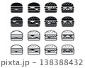 Simple hamburger icon set featuring both outline and solid black versions for digital design. 138388432