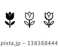 Two different styles of tulip flower line art drawing black and white Vector. 138388444