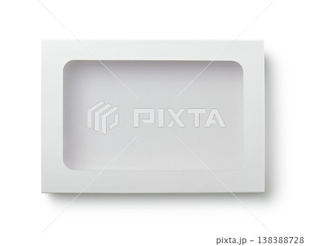 Empty white paper box with transparent window Empty white paper box with transparent window 138388728