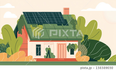 戸建て住宅の太陽光発電 138389030