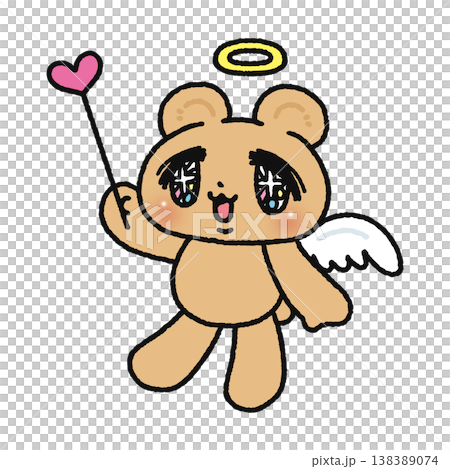 A dreamy, angelic bear holding a heart-shaped pointer. 138389074