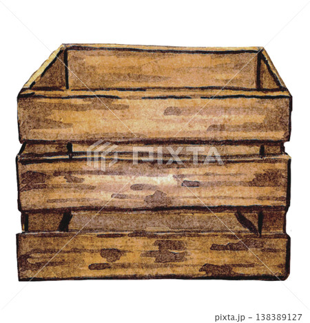 Wooden Crate Box  Rustic Storage Illustration 138389127