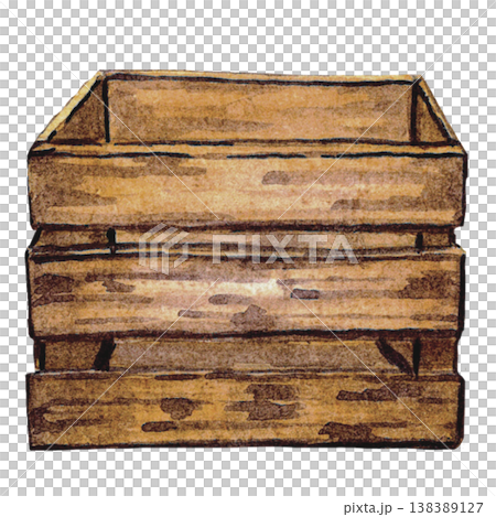 Wooden Crate Box  Rustic Storage Illustration 138389127