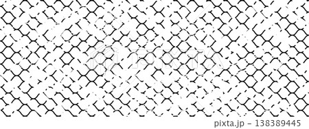 Soccer or fishing net with distressed texture. Grunge lattice structure. Old fence pattern. Scratched mesh background. Vector graphic illustration 138389445