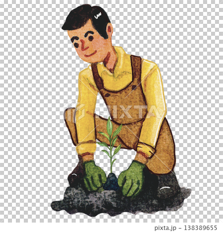 Farmer Planting Agriculture Work 138389655