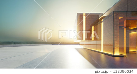 3d rendering modern building facade featuring glass walls and brick 138390034