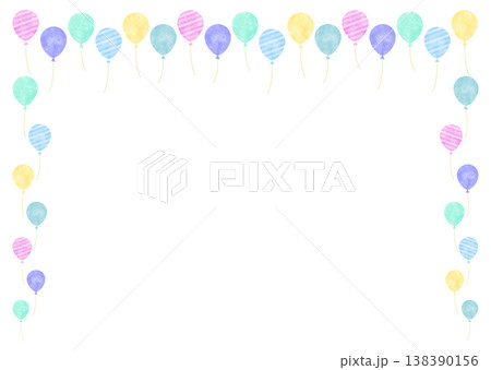 カラフルな風船のフレーム［ストライプ］ 138390156