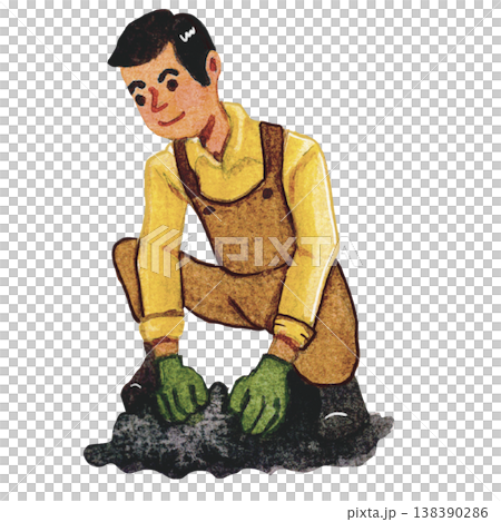 Farmer Planting  Agriculture Work 138390286