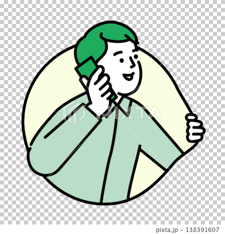 電話しながら、親身になって壁や枠を超えて身を乗り出す人、従業員、スタッフのイメージ 138391607