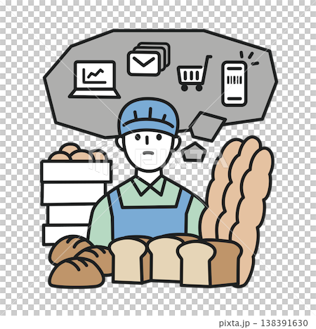 IT化やDX化、決済システムについて考えている小売店の従業員 138391630