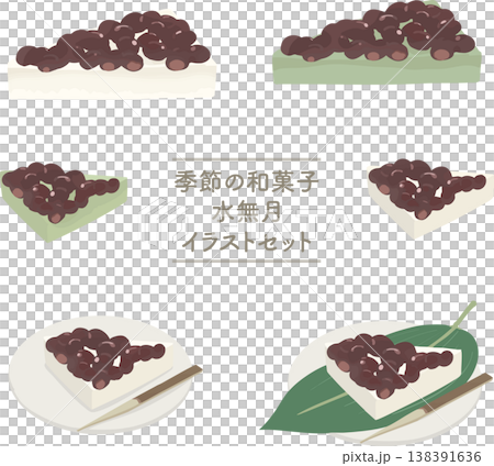 水無月(白巧克力和抹茶巧克力)日式點心插畫套裝 | 六月/夏季淨化儀式三角點心材料 水無月(白巧克力和抹茶巧克力)日式點心插畫套裝 | 六月/夏季淨化儀式三角點心材料 138391636