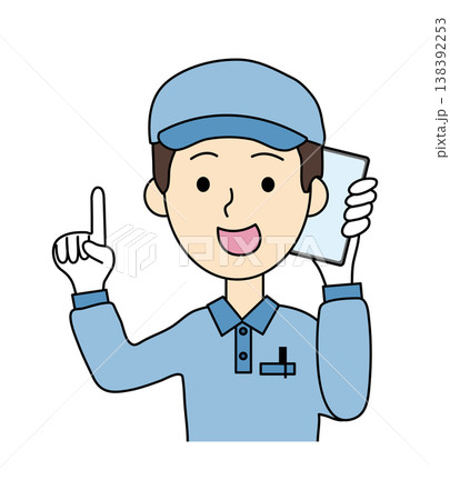電話をする配送スタッフ男性のイラスト 138392253