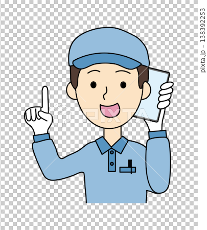 電話をする配送スタッフ男性のイラスト 138392253