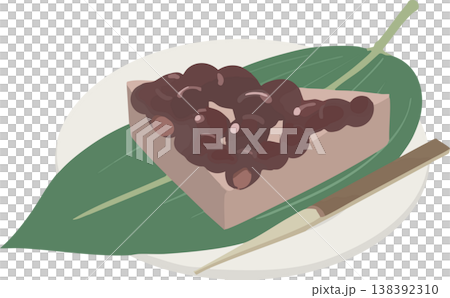 黑糖水無月（日式點心）插圖 | 六月及夏季淨化儀式的三角形點心材料 138392310