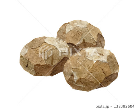 じゃがいものイラスト｜和紙のちぎり絵風・やさしい手作りテイスト 138392604