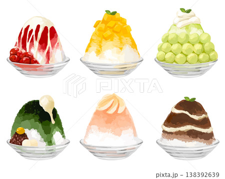 今どきのかき氷6種類セット(いちご・マンゴー・抹茶・桃・ティラミス・メロン) 今どきのかき氷6種類セット(いちご・マンゴー・抹茶・桃・ティラミス・メロン) 138392639