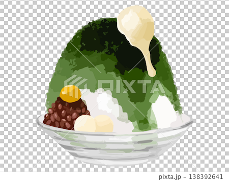 Matcha shaved ice (with mochi balls and red bean paste) Matcha shaved ice (with mochi balls and red bean paste) 138392641