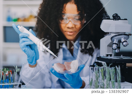 Chemical Laboratory of the Food supply . Food in laboratory, dna modify .GMO Genetically modified food in lab . Chemical Laboratory of the Food supply . Food in laboratory, dna modify .GMO Genetically modified food in lab . 138392907