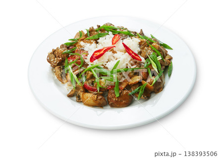 Restaurant food - seafood salad with calamari rings isolated at the white background 138393506