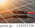 Solar panel connector with cable close up renewable energy concept 138393706
