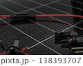 Solar panel connector cable and MC4 plug installation tools on photovoltaic surface 138393707