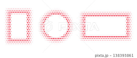 Rectangle and circle halftone borders with heart patterns. Frames featuring dotted gradients, comic style effects, and romantic Valentine decorations for trendy designs. Rectangle and circle halftone borders with heart patterns. Frames featuring dotted gradients, comic style effects, and romantic Valentine decorations for trendy designs. 138393861