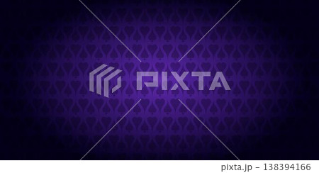 Hearts and Spades suits silhouette on bright purple gradient background. Banner with playing card suits pattern. Vector illustration 138394166