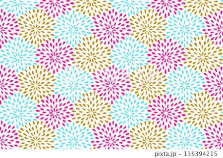手描きのむじな菊の背景 かわいい日本の和柄 シームレスパターン 手描きのむじな菊の背景 かわいい日本の和柄 シームレスパターン 138394215