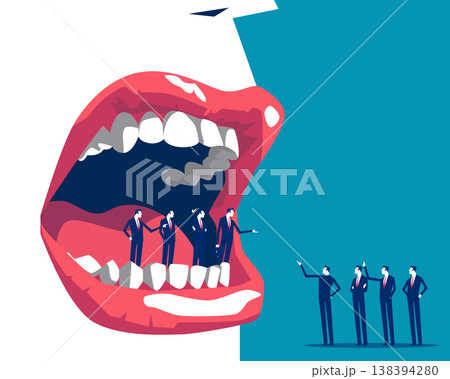 Group of business person being controlled. Directed by large mouths 138394280