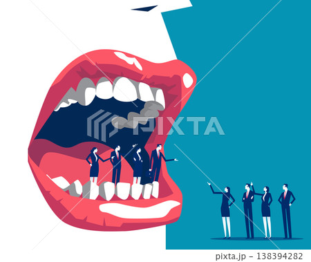Group of business person being controlled. Directed by large mouths 138394282