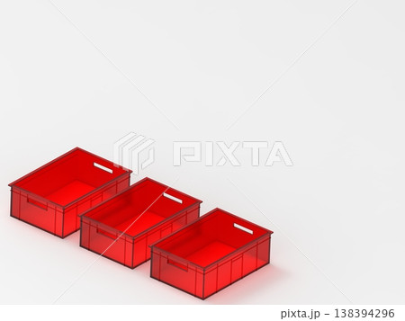 Red plastic storage boxes with copy space for product display and organization concept 138394296