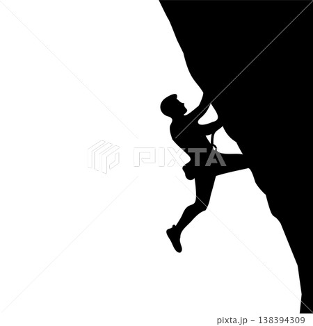 Black silhouette vector illustration of male rock climber Black silhouette vector illustration of male rock climber 138394309