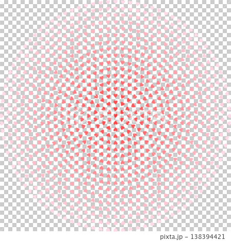 ピンクのグラデーションがかかったハートマークが円形に並ぶ丸いハーフトーンの素材 138394421