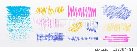 Color crayon scribbles and pencil textures set 138394481