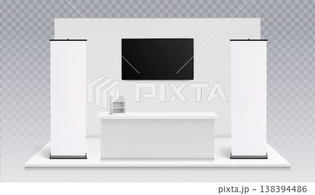 3d realistic trade show booth mockup 3d realistic trade show booth mockup 138394486