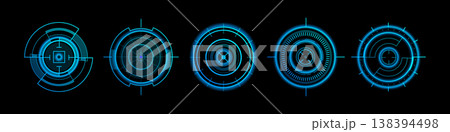 Futuristic HUD target interface, circular radar Futuristic HUD target interface, circular radar 138394498