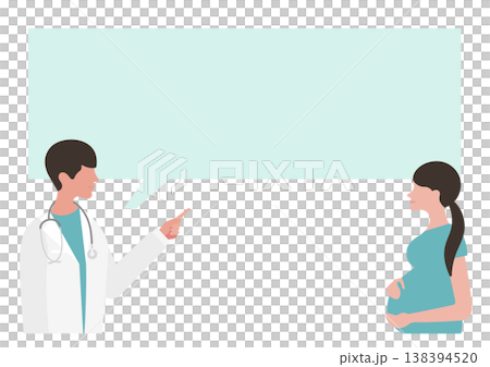 妊婦に指差し医療説明をする医師と吹き出しのベクターイラスト素材 妊婦に指差し医療説明をする医師と吹き出しのベクターイラスト素材 138394520