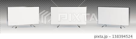 Modern flat screen TV, silver frame, blank display 138394524