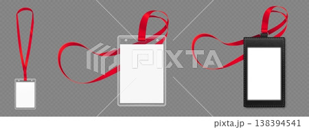 Id badge mockup, transparent plastic card holder 138394541