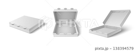 Open and closed 3d cardboard pizza box mockup Open and closed 3d cardboard pizza box mockup 138394579