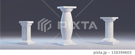 White marble podiums, 3d classic Greek column 138394603
