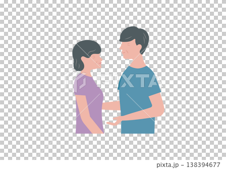 向かい合う高齢夫婦のベクターイラスト素材 向かい合う高齢夫婦のベクターイラスト素材 138394677