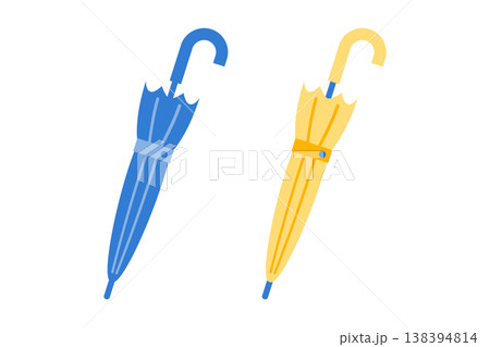 閉じた傘2本のミニマルイラスト 天気アイコンデザイン 138394814